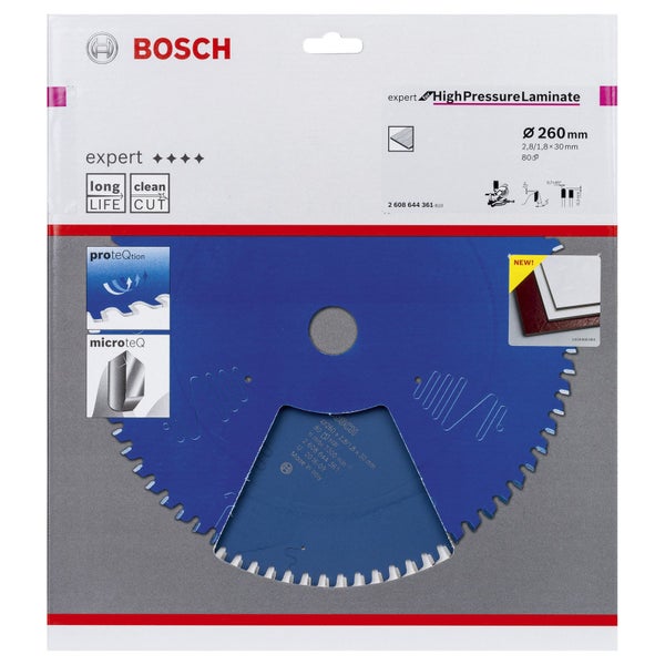 Bosch Logo. Bosch Kreissägeblatt für Hochdrucklaminate, 260 Millimeter Durchmesser