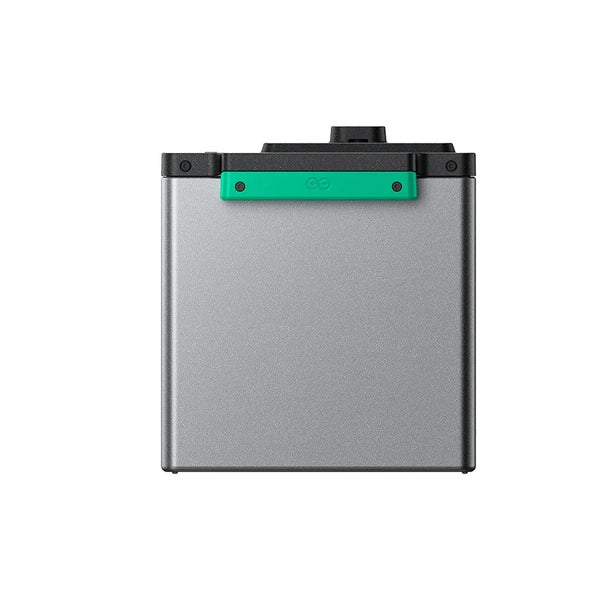 Grau-schwarzer Lithium-Ionen-Akku für Elektrowerkzeuge.