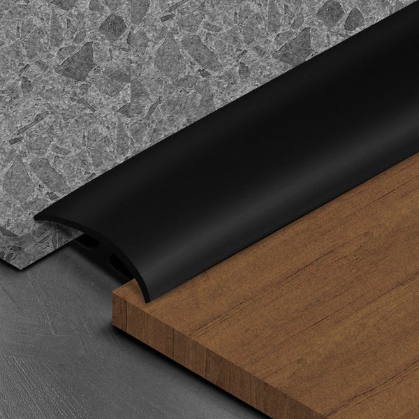 FLOORDIREKT Doppeleinfassleiste Übergangsprofil Jersey Selbstklebend 24 x 35 mm Schwarz