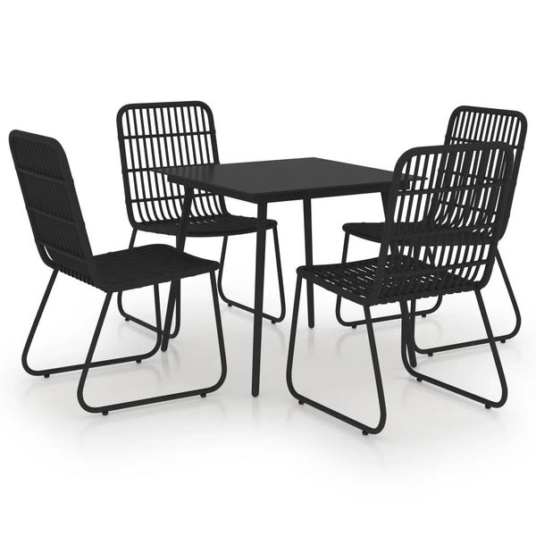 5-tlg. Garten-Essgruppe Poly Rattan und Glas