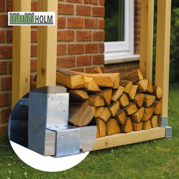 2er Set Holzstapelhilfe feuerverzinkter Stahl 34x10x15 cm Holzstapelhalter Brennholzregal