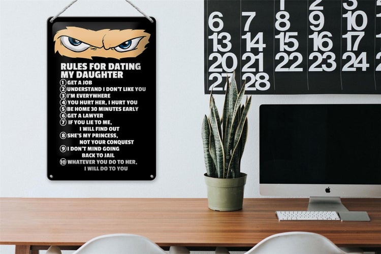 Blechschild Spruch 20x30cm Rules for dating my daughter Ninja