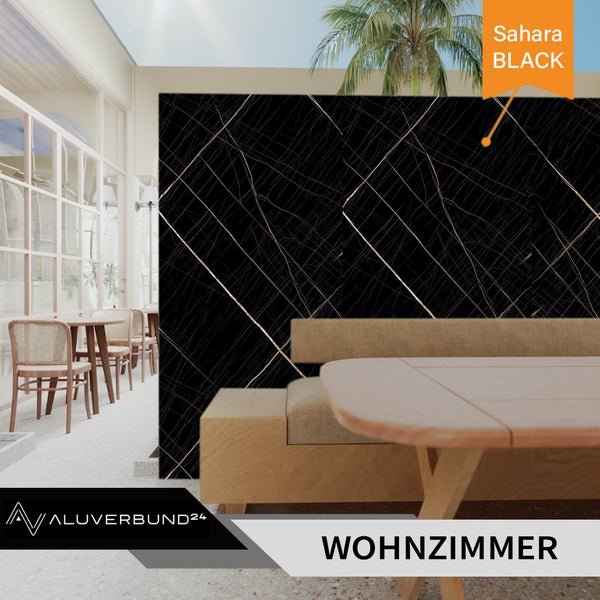Wohnzimmer mit Wandpaneelen in Sahara Black Design