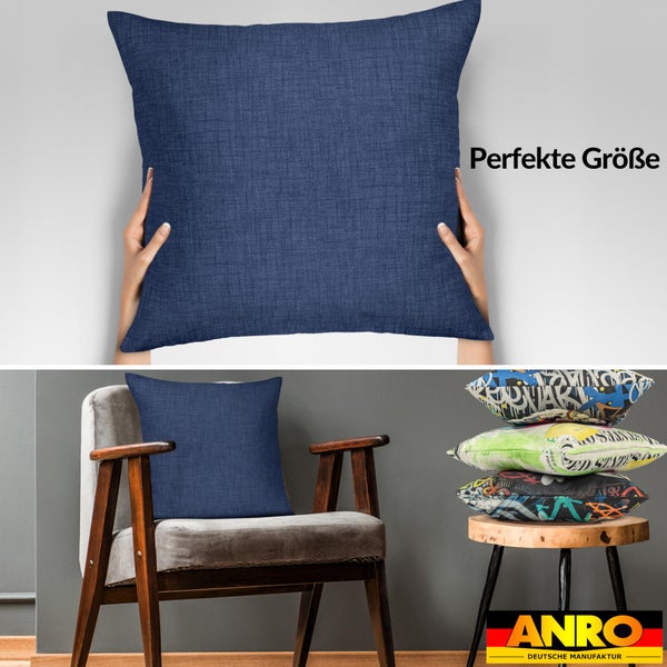 Kissenhülle Jeansblau 50x50cm ohne Füllung Leinenoptik
