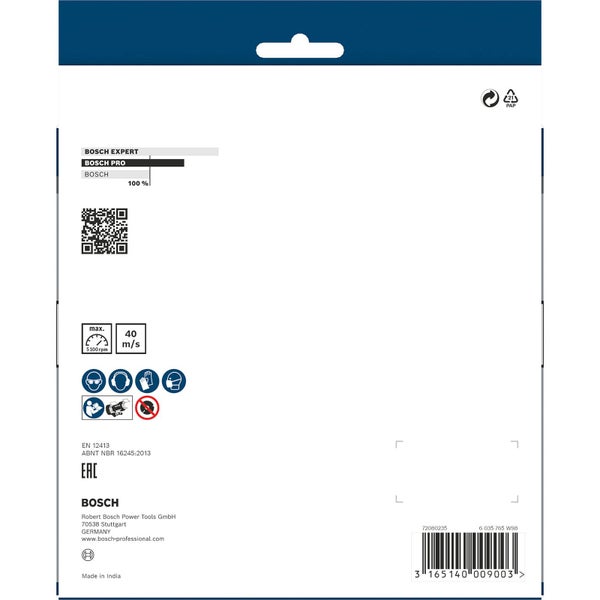 Bosch Produktverpackung mit technischen Daten und Sicherheitsinformationen