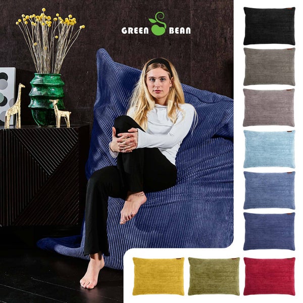 Green Bean XXL Sitzsack aus Cordstoff 370 Liter EPS-Perlen Füllung - Kuschelig Weich Robust & Waschbarem-Stoff Bodenkissen Liegekissen Sitzkissen - Dunkelblau Oxford Blau