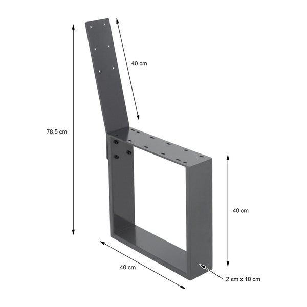 ML-Design 2 Stück Bankbeine aus Stahl massiv 40x78,5cm Anthrazit stabil wetterfest rostfrei Bankgestell aus Metall mit Rückenlehne für Außenbereich DIY Gartenbank Bankkufen Bankfüße Parkbank Sitzbank