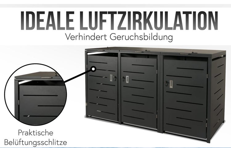 Mülltonnenbox mit Belüftungsschlitzen für ideale Luftzirkulation