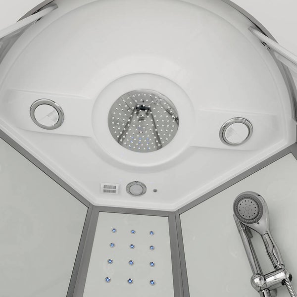 Home Deluxe - Dampfdusche WHITE PEARL - Maße 100 x 100 cm - inkl. Dampffunktion, Regendusche, Radio und Zubehör I Fertigdusche, Dusche, Duschtempel