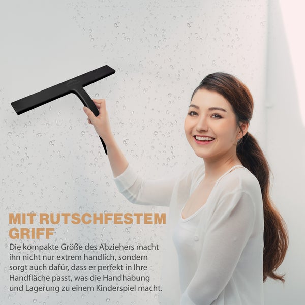 DEKAZIA® Duschabzieher schwarz | Abzieher Dusche Duschabzieher Silikon Duschabzieher mit Halterung Duschwand Abzieher Duschkabinenabzieher Flitsche Dusche Wasserabzieher Dusche Squeegee Duschwischer