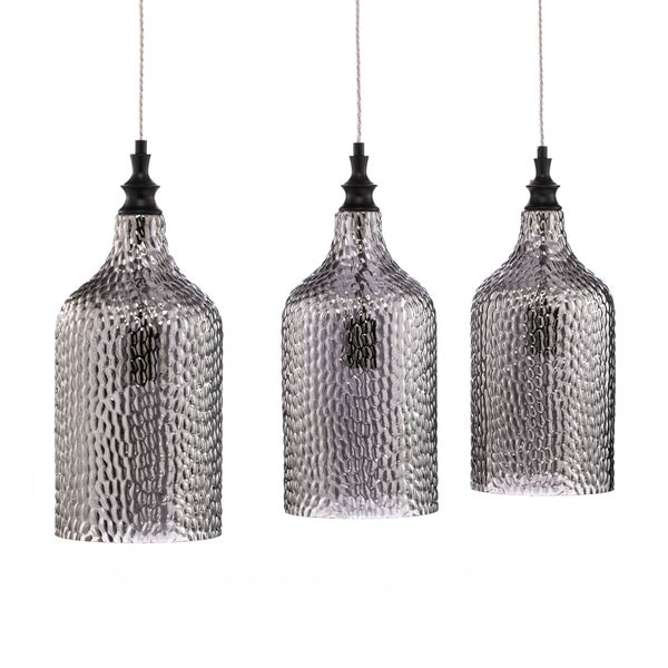 Lindby Pendelleuchte Drakar (Retro, Vintage Antik) in Alu aus Glas (3 flammig E27) - Hängelampe Esstischlampe Hängeleuchte Wohnzimmerleuchte