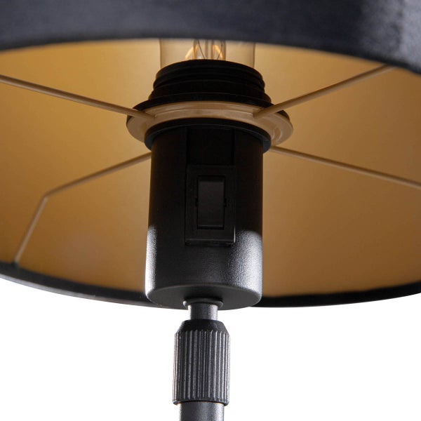Tischleuchte Schwarz mit ovalem Samt-Schirm Schwarz 35cm - Parte