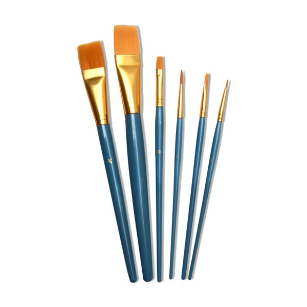 Set mit sechs Malpinseln unterschiedlicher Größen und Formen