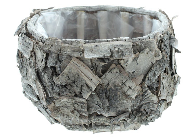 FRANK FLECHTWAREN | Pflanzer Birkenrinde, BIRKE, HOLZ, Ø 24 x 14 cm
