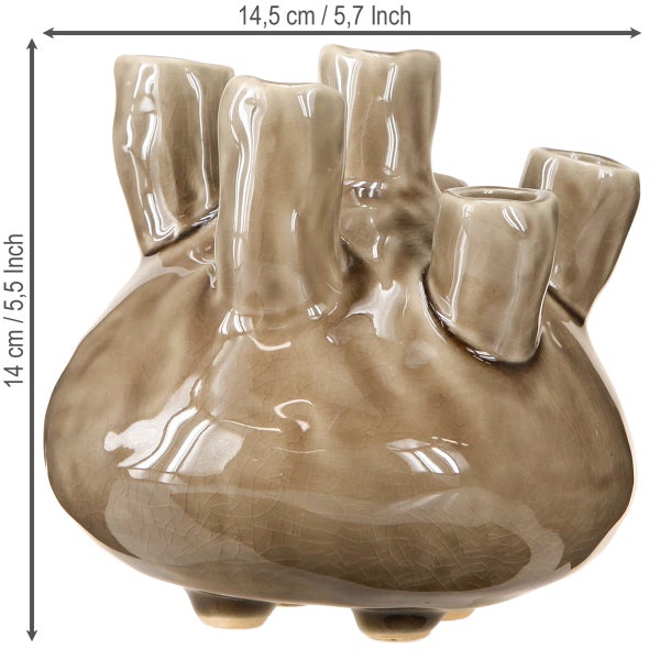 Dekorative Blumenvase aus Keramik, 14,5 cm breit und 14 cm hoch