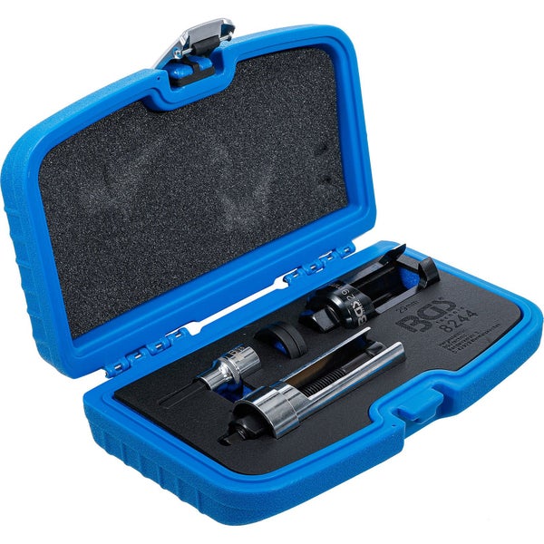 BGS Technic Werkzeugsatz zur Demontage von Injektoren in einem geöffneten blauen Koffer