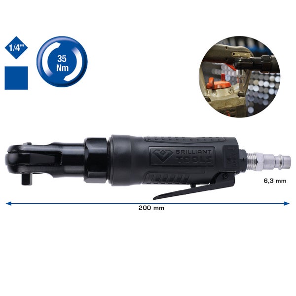 Druckluft-Ratschenschrauber mit 6,3 mm und 200 mm Länge von Brilliant Tools