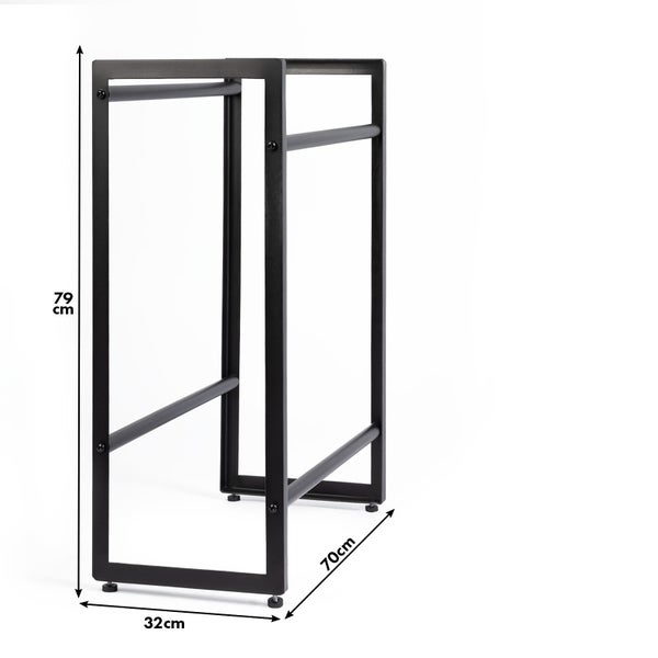 FLOORDIREKT Flaschenkastenständer Kenji - Robustes Lagerregal - für Büro, Küche, Garage oder Flur - Schwarz - 70 x 32 x 79 cm