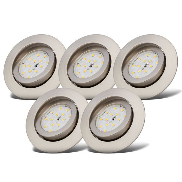 Einbauspot 68mm 5er Set - 230V, 5,5W, 470lm, LED, dimmbar, warmweiß, matt-nickel