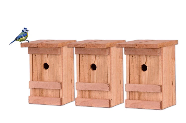 BigDean 3x Nistkasten Meisen Meisennistkasten Nistkästen Vogelhaus Vogelhäußchen Massivholz Vogelhaus 25 x 14,5 x 12 cm Einflugloch 28mm