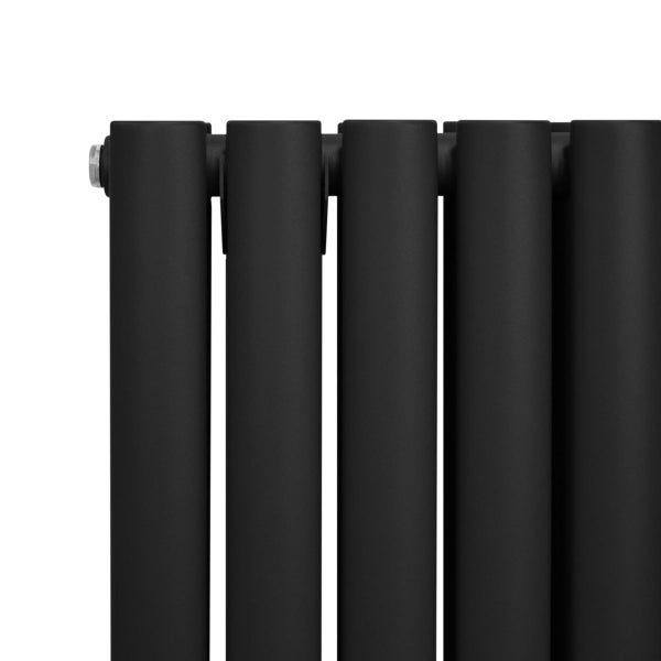Oval Röhrenheizkörper - 1600mm x 240mm - Schwarz