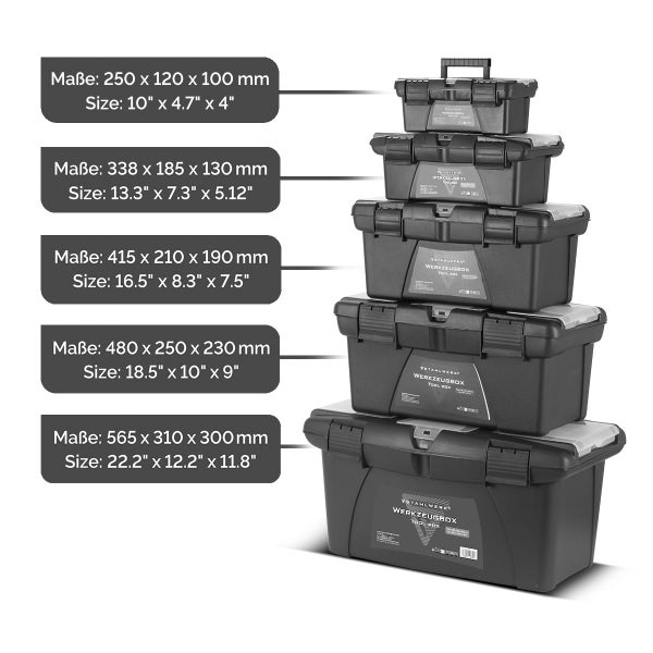 STAHLWERK Toolbox Set mit 5 leeren Werkzeugkisten Modul-System Werkzeugkasten