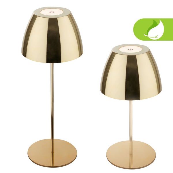 Briloner Serina LED Tischlampe kabellos IP44, Dimmbar, Touch, Spritzwasserschutz, Kabellos, Goldfarbig, Ø13,5 x 36 cm