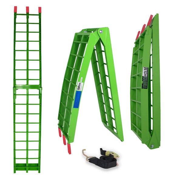 TRUTZHOLM 1 x Auffahrrampe klappbar 180 cm Traglast 340 kg Alu grün Riffelstab Verladerampe