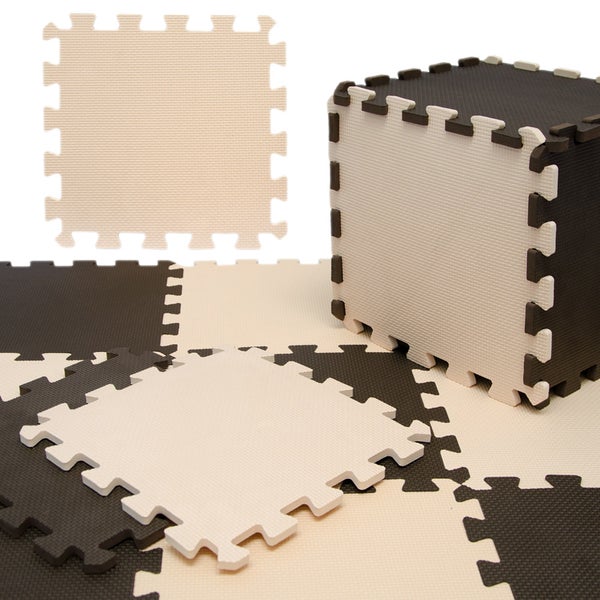Set aus quadratischen Schaumstoff Puzzlematten mit Stecksystem zur Bodenverlegung