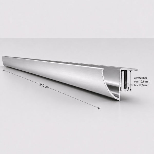 Verstellbares Wandprofil aus Metall, Länge 250 Zentimeter, einstellbar von 10,8 Millimeter bis 17,5 Millimeter.