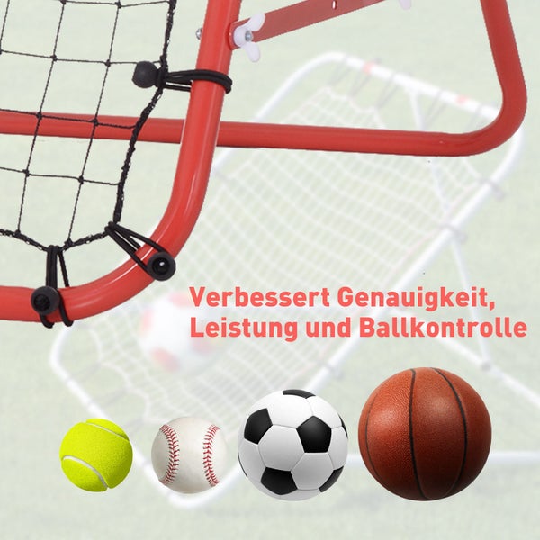 HOMCOM Fußball Rebounder, Kickback Tor, Verstellbarer Winkel, 96 x 80 x 96 cm, Metallrohr, PE Gewebe,  Rot+Schwarz