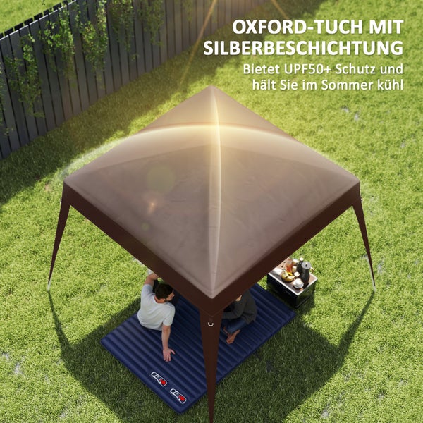 Outsunny Ersatzdach für Pavillon 3x3 m, Wasserabweisend stabil Winterfest Pavillondach für Faltpavillon Sturmfest Partyzelt Ersatzbezug Abdeckung mit Einzeldach Baldachin für Gartenpavillon Kaffee