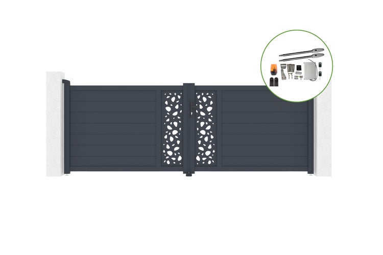 Schwenktor 3,5 m SUNNY H.120 cm aus Aluminium + TANKER B250-Motorisierung