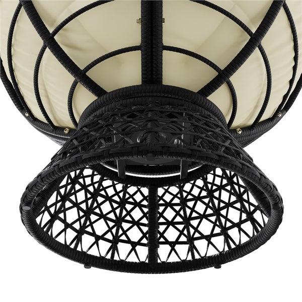 Yaheetech Papasansessel 360° Drehbar , Schwarz / Beige