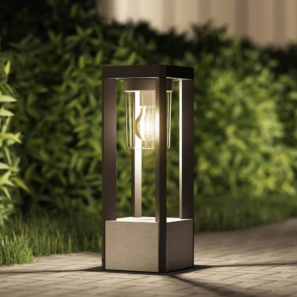 Lucande Außenleuchte Kalisa (spritzwassergeschützt (Modern) in Alu aus Aluminium (1 flammig, E27) - Wegeleuchte Pollerleuchte Wegelampe Sockelleuchte