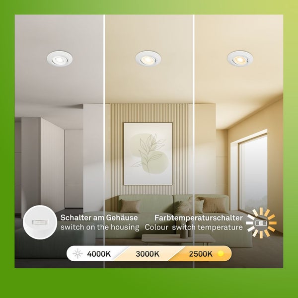 6er Set LED Einbaustrahler 230V LED Einbauleuchten Spots schwenkbar CTS Ra90