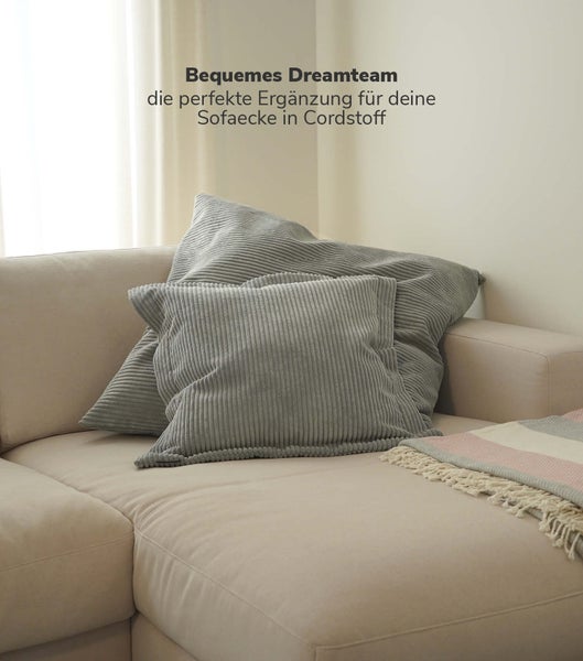 mokebo Sofakissen aus Cord 'Das Wölkchen', Couchkissen oder Flatterkissen in Beige