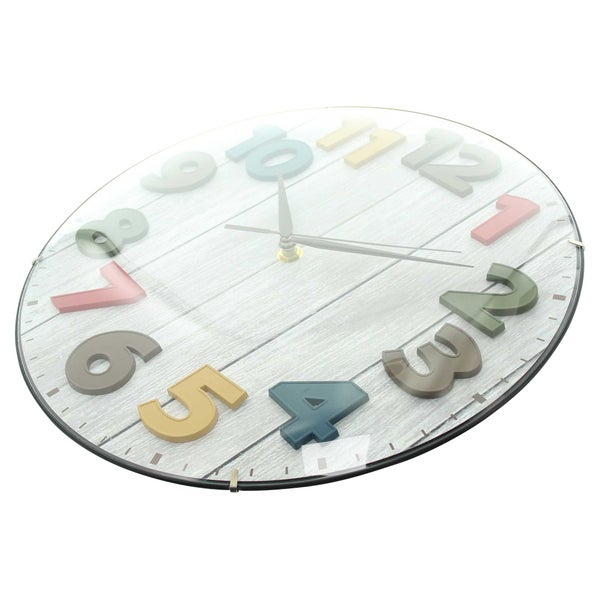 FRANK FLECHTWAREN | Wanduhr Colorful, 30,5 x 5,5 x 30,5 cm , KUNSTSTOFF
