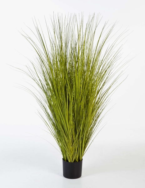 Künstliches Deko-Gras in Grün mit dünnen Grashalmen.