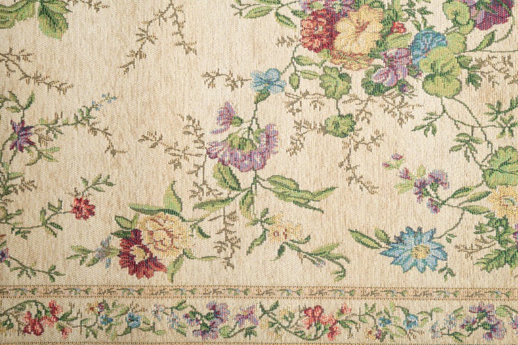 Gewebte Bettumrandung im floralen Design Flomi Beige 70x400 cm