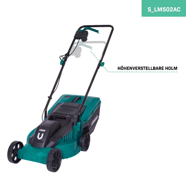 VONROC Rasenmäher Elektro mit Kabel | 1300W - 32cm Schnittbreite - einstellbare Schnitthöhe 30-70MM | Elektrischer Sichelmäher für kleine bis mittelgroße Flächen -Inlusive Trimmer Set