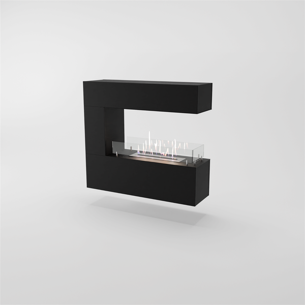 GLOW FIRE Ethanol Kamin 'Orkland Wall' | Ethanolofen in Schwarz mit 3 Std. Brenndauer und 3 KW Heizleistung | BxHxT: 100x90x30 cm