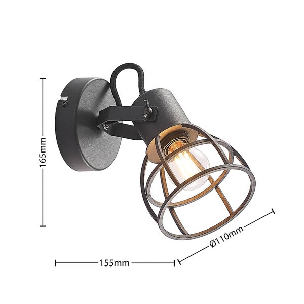 Lindby Strahler Flintos (Retro, Vintage Antik) in Schwarz aus Metall (1 flammig E14) - Deckenlampe Deckenleuchte Lampe Spot Wohnzimmerleuchte