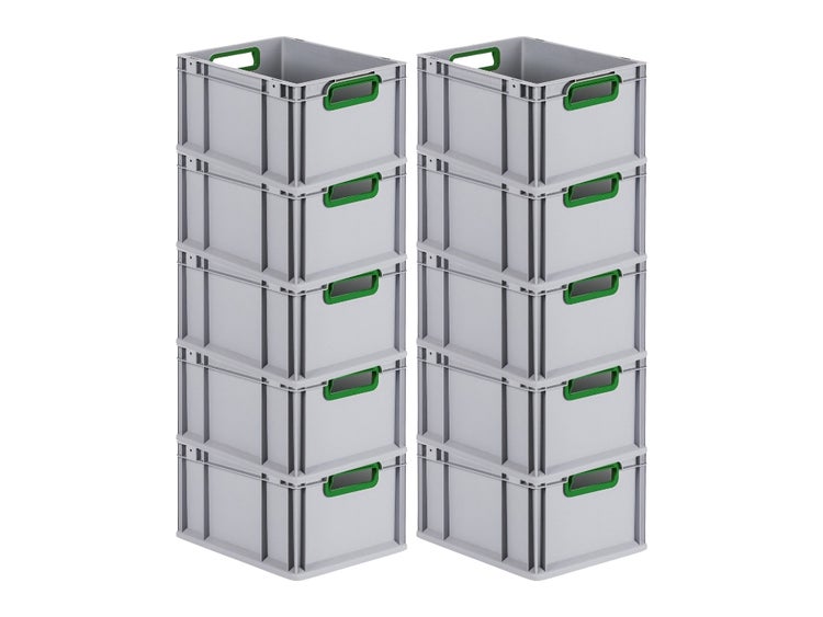 PROREGAL Eurobox Nextgen Color HxBxT 22 x 30 x 40 cm 20 Liter Griffe Grün Offen Glatter Boden Eurobehälter Transportbox