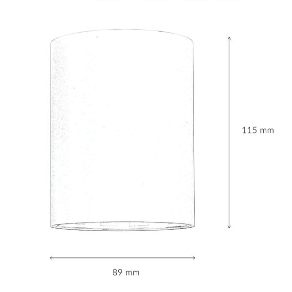 Abmessungen eines Lampenschirms: 115 mm Höhe, 89 mm Breite