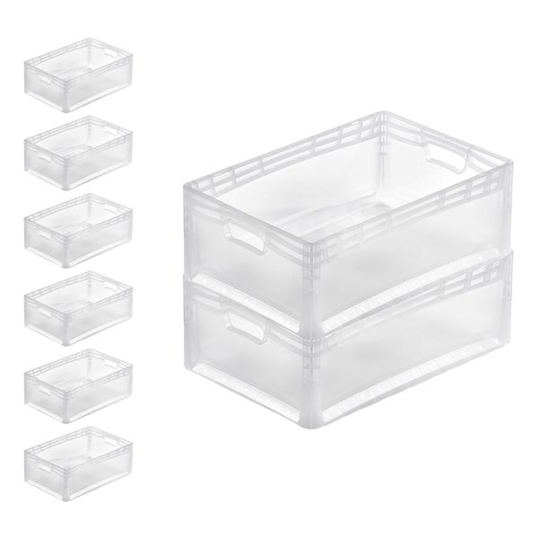 PROREGAL SuperSparSet 8x Transparenter Eurobehälter LightLine mit Offenem Griff HxBxT22 x 40 x 60 cm 4,6 Liter Eurobox Transportbox