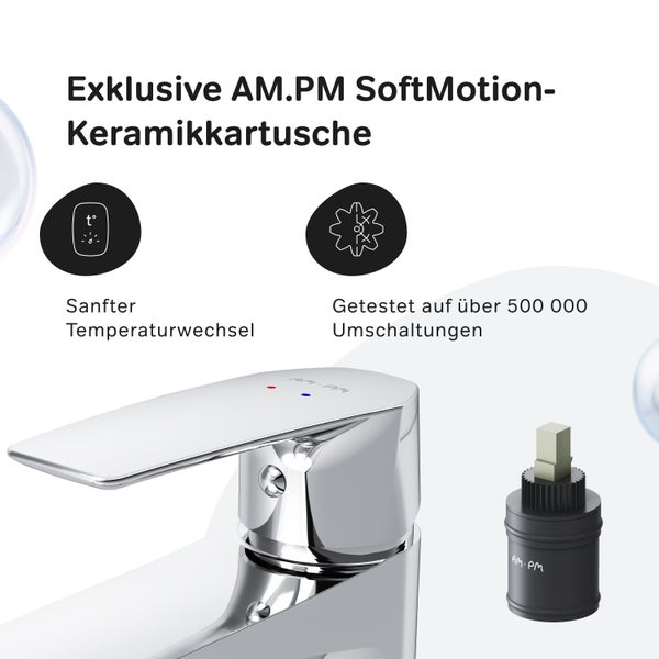 AM.PM SoftMotion Keramikkartusche für Armaturen mit sanfter Temperaturregelung und hoher Langlebigkeit getestet auf 500.000 Zyklen.