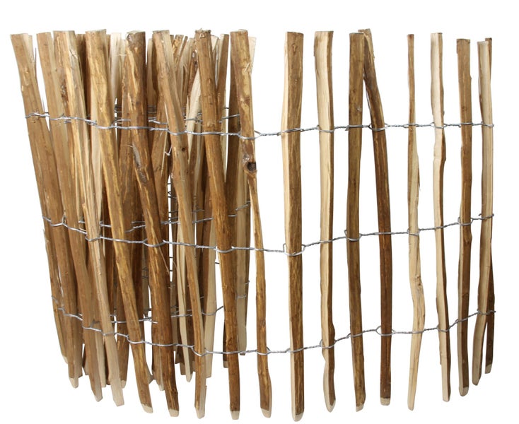 FRANK FLECHTWAREN | Staketenzaun Haselnuss, HOLZ, Länge 5 Meter, Höhe 90 cm