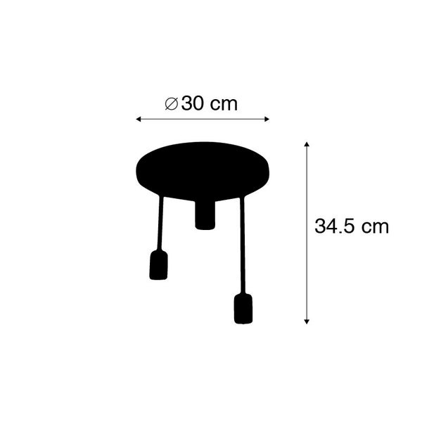 Technische Zeichnung einer Lampe mit den Maßen 30 cm Durchmesser und 34,5 cm Höhe