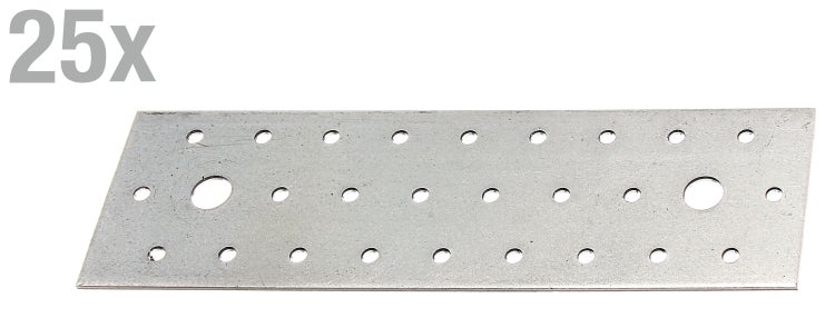 Set von 25 Lochplatten aus verzinktem Stahl zur Holzverbindung
